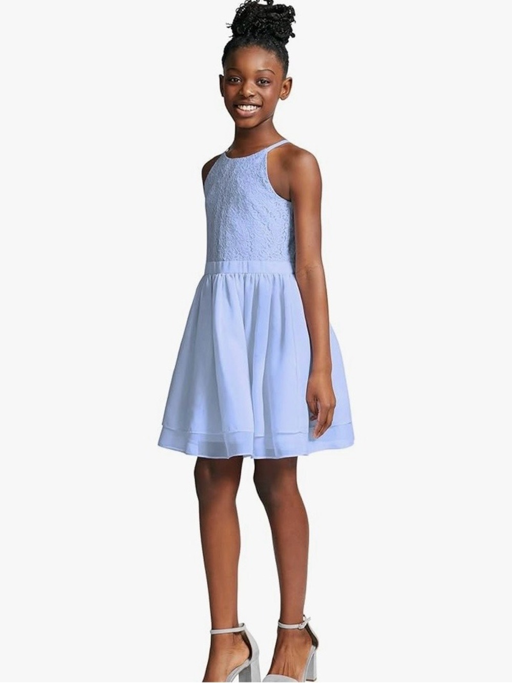 Calvin Klein Girl's Pale Blue Lace Bodice Party Dress
